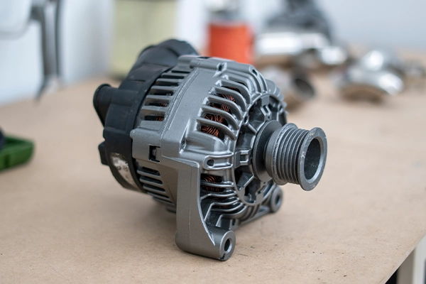 Alternator sitting on workbench