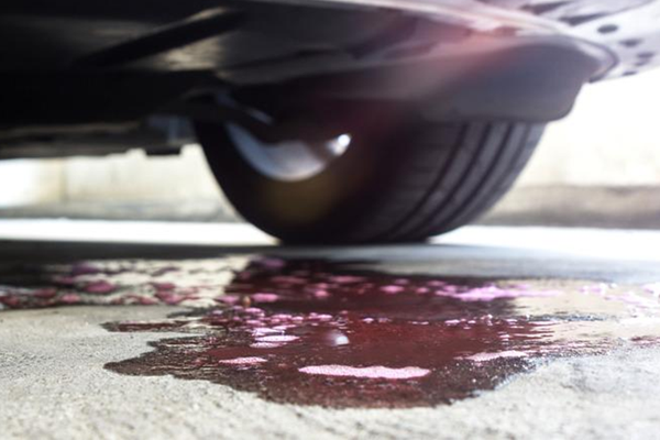 coolant puddle on the ground under a car